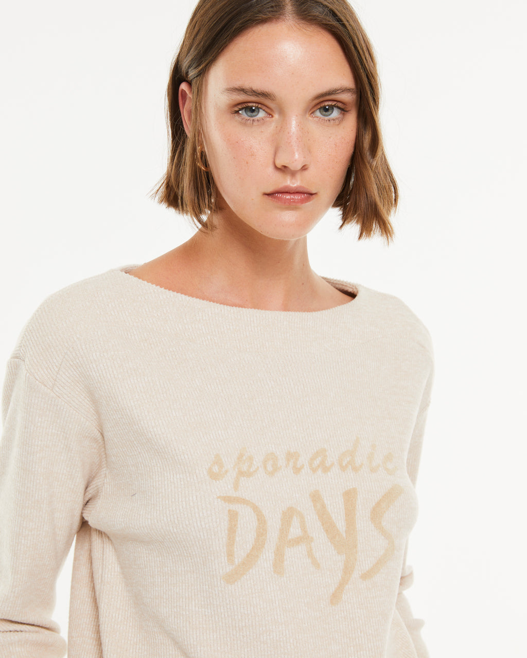 T-shirt à manches longues et col rond pour femme