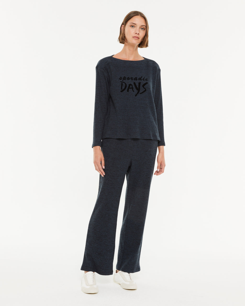 T-shirt à manches longues et col rond pour femme