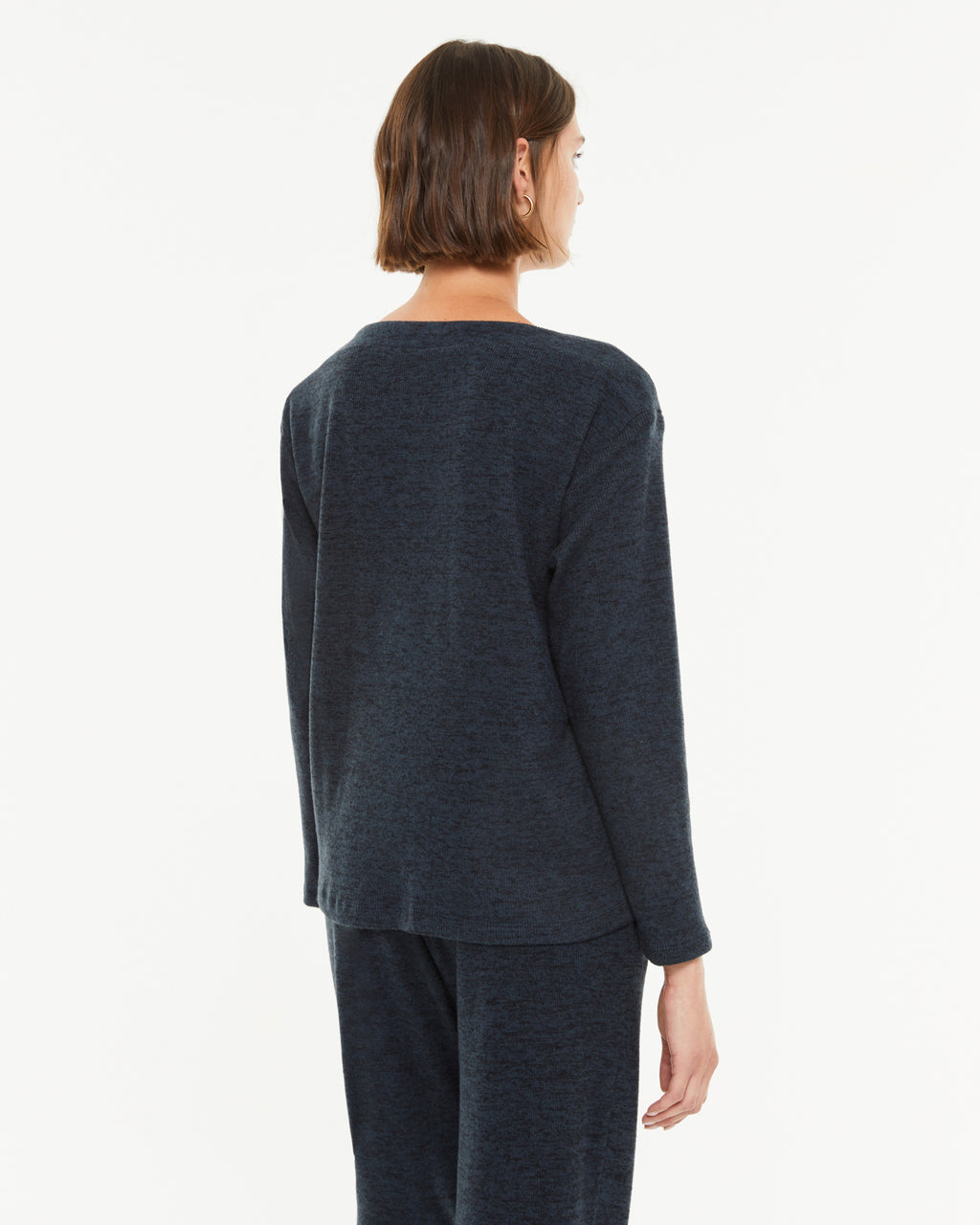 T-shirt à manches longues et col rond pour femme