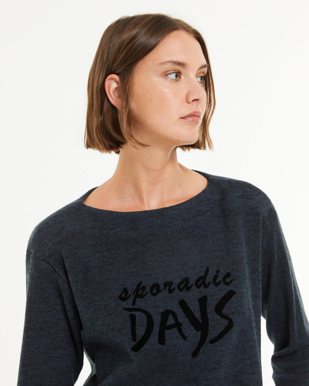 T-shirt à manches longues et col rond pour femme