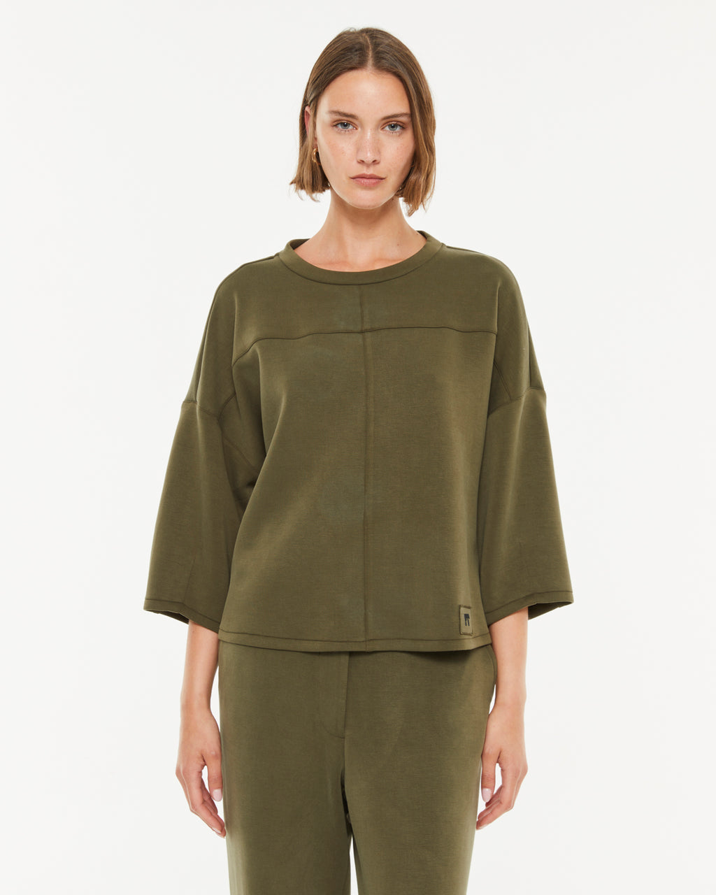Sudadera de mujer cuello redondo manga francesa