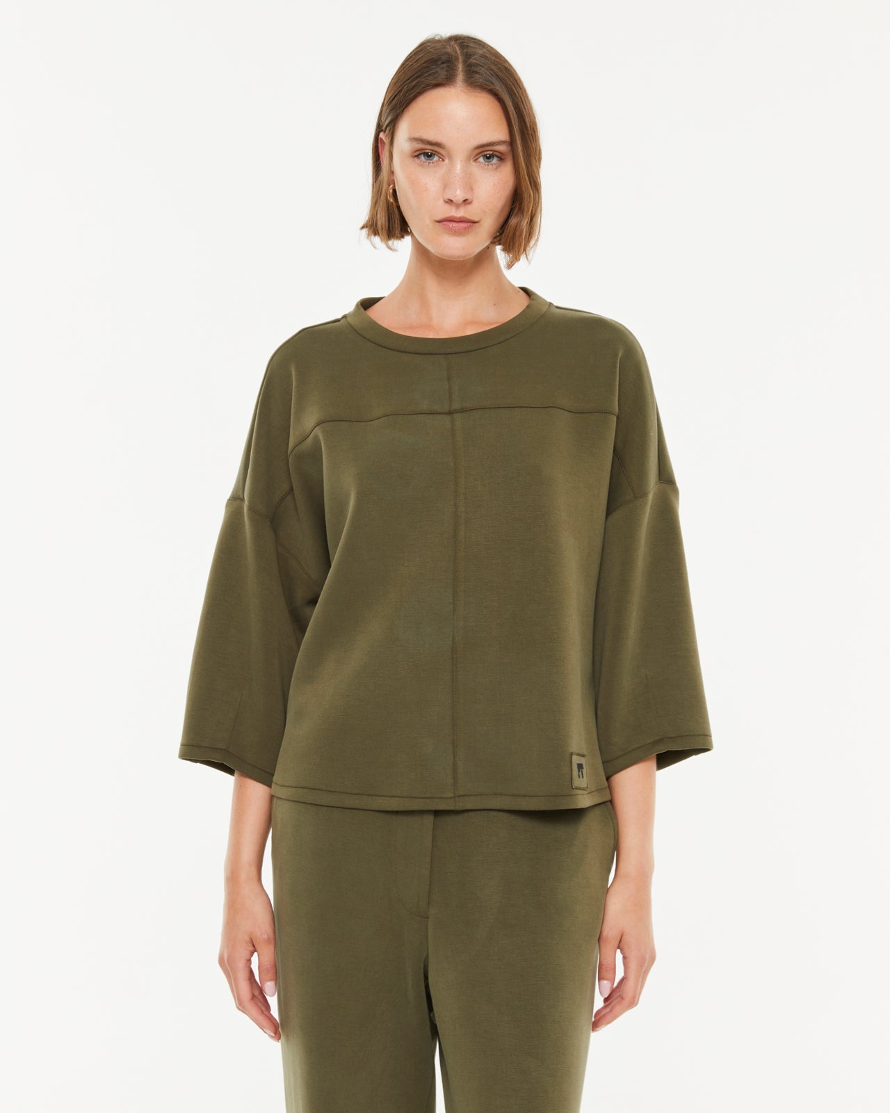 Sudadera de mujer cuello redondo manga francesa