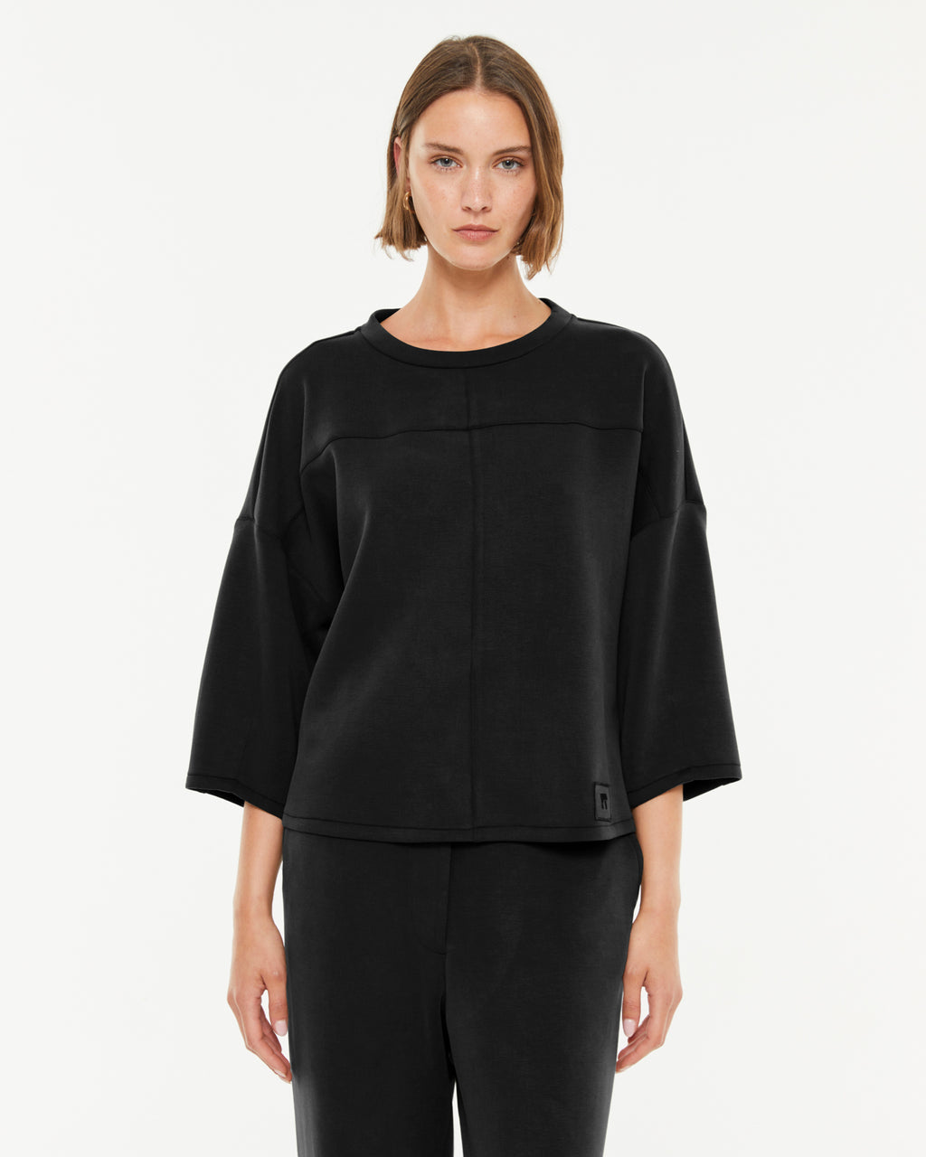 Sudadera de mujer cuello redondo manga francesa