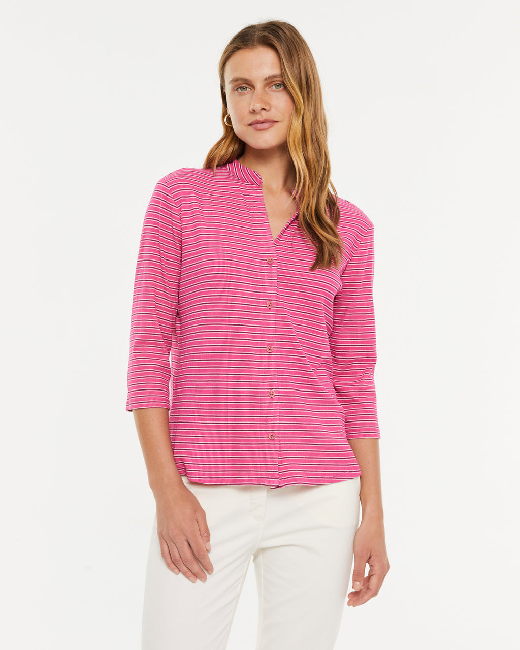 Camisa de punto mujer estampado rayas  manga francesa