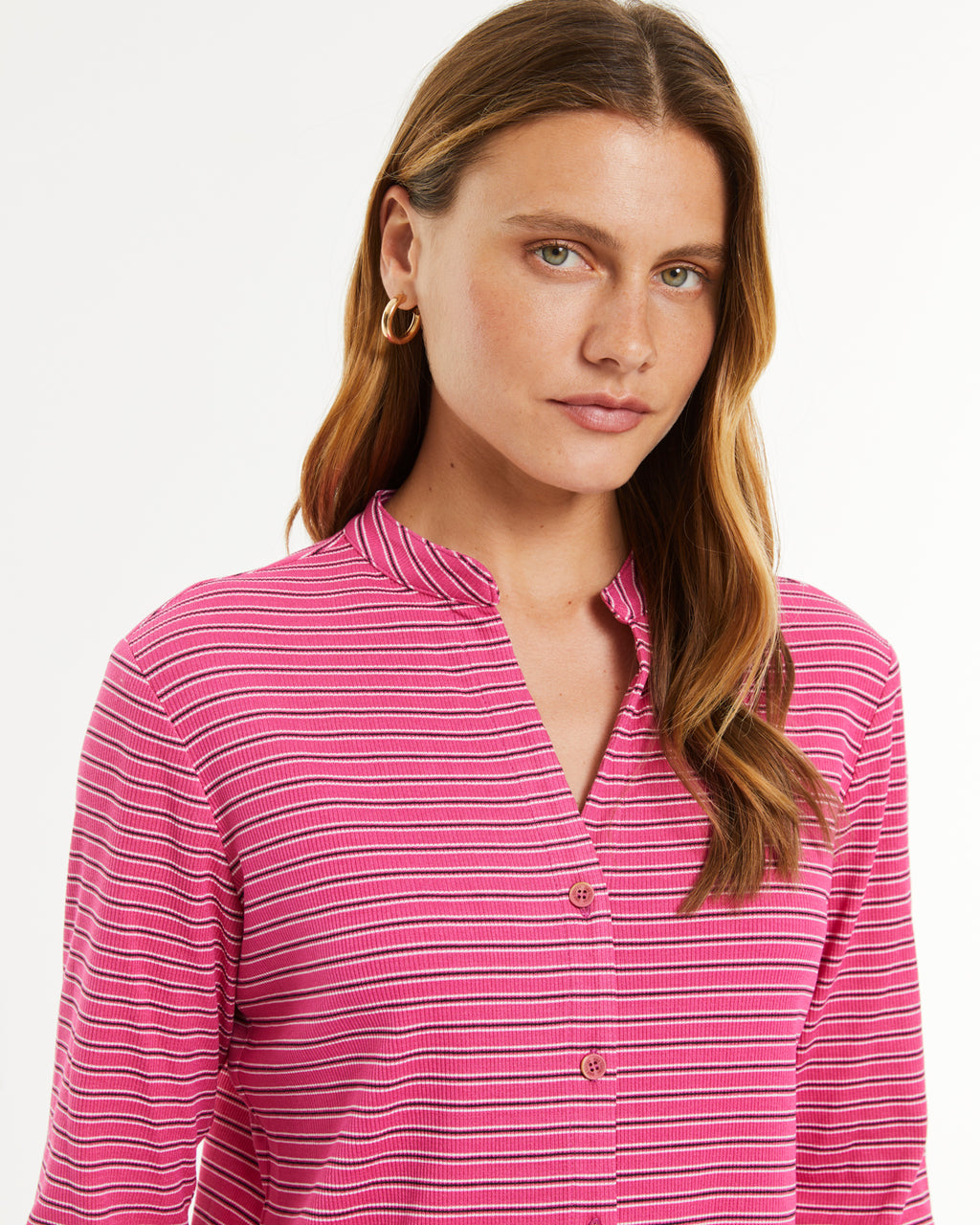 Camisa de punto mujer estampado rayas  manga francesa