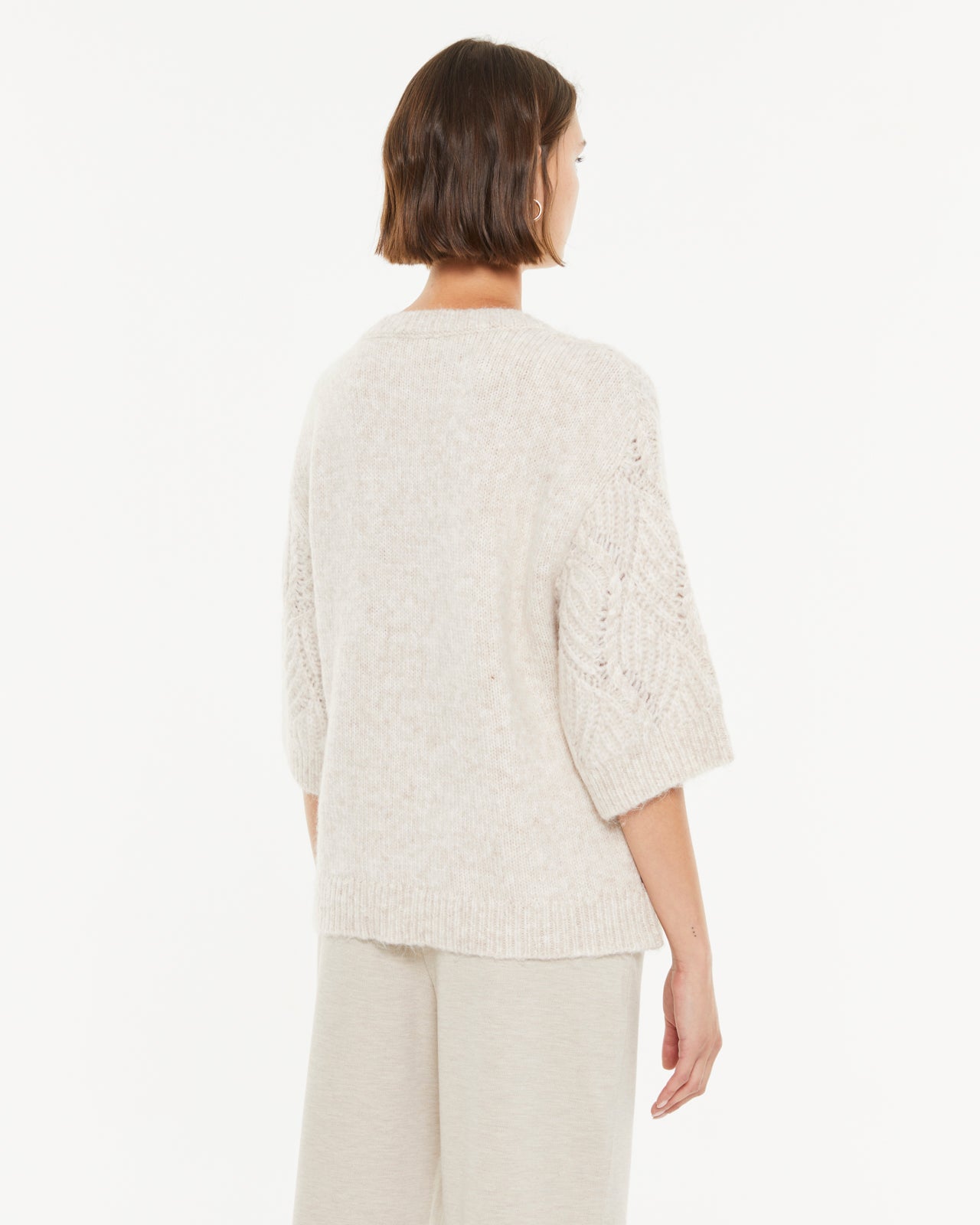 Jersey de mujer punto fantasía cuello redondo manga a codo
