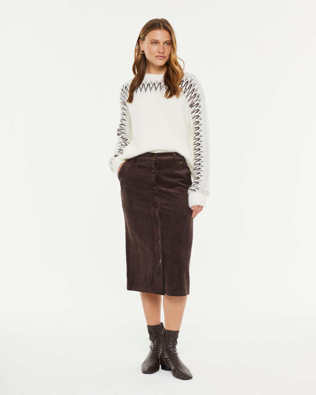 Jersey de mujer efecto pelo jacquard con hilo metalizado