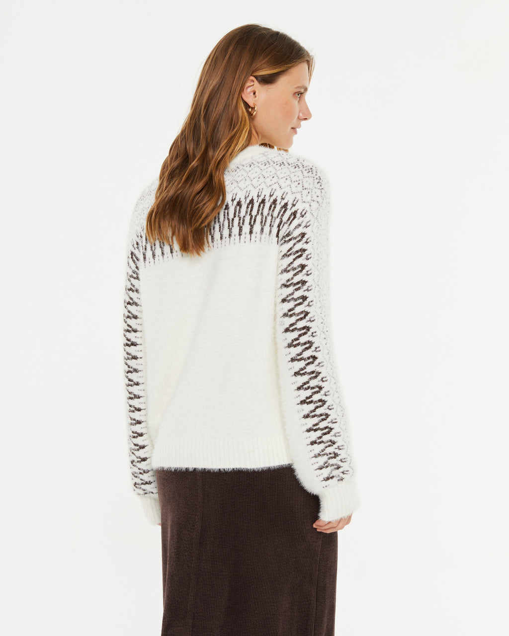 Jersey de mujer efecto pelo jacquard con hilo metalizado