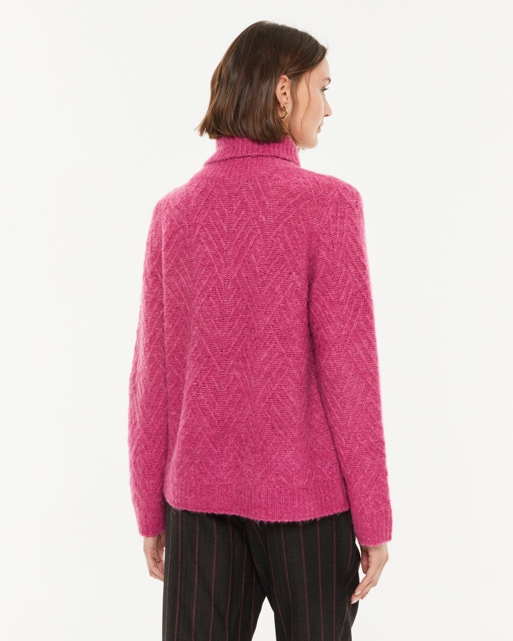 Jersey de mujer punto fantasía cuello alto manga larga
