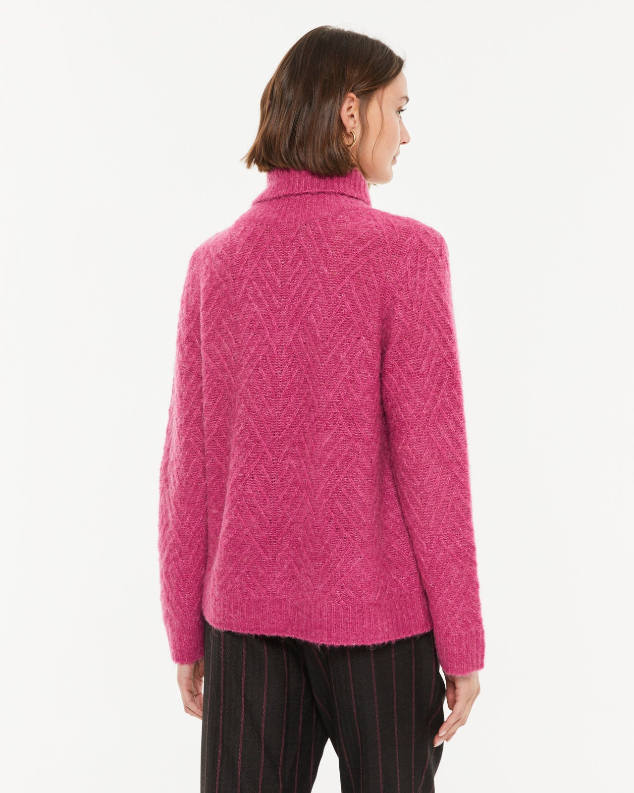 Jersey de mujer punto fantasía cuello alto manga larga