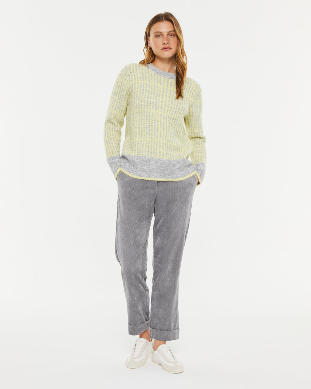 Jersey de mujer punto fantasía cuello redondo