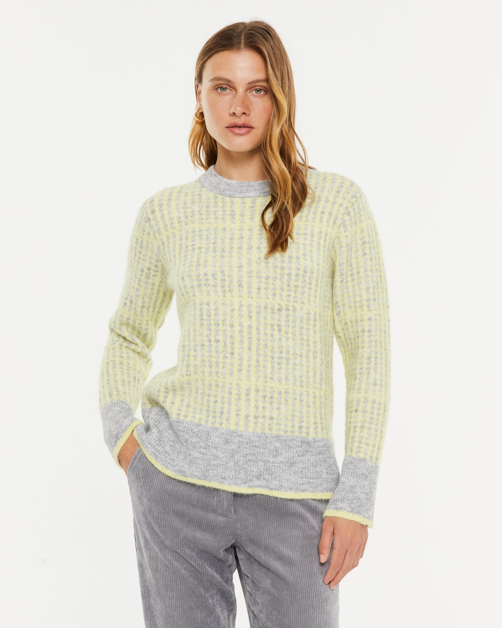 Jersey de mujer punto fantasía cuello redondo