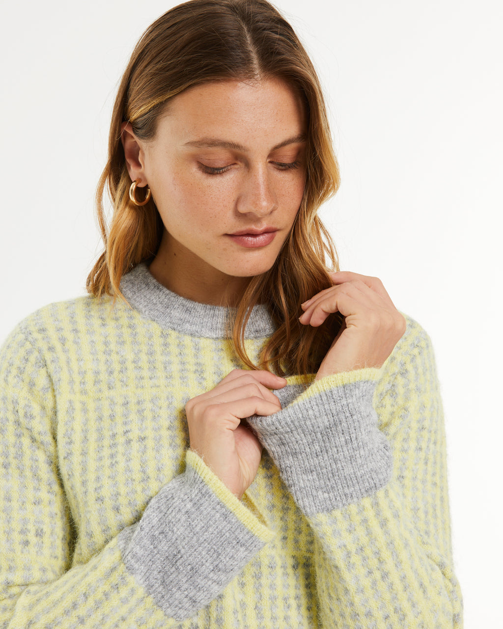 Jersey de mujer punto fantasía cuello redondo