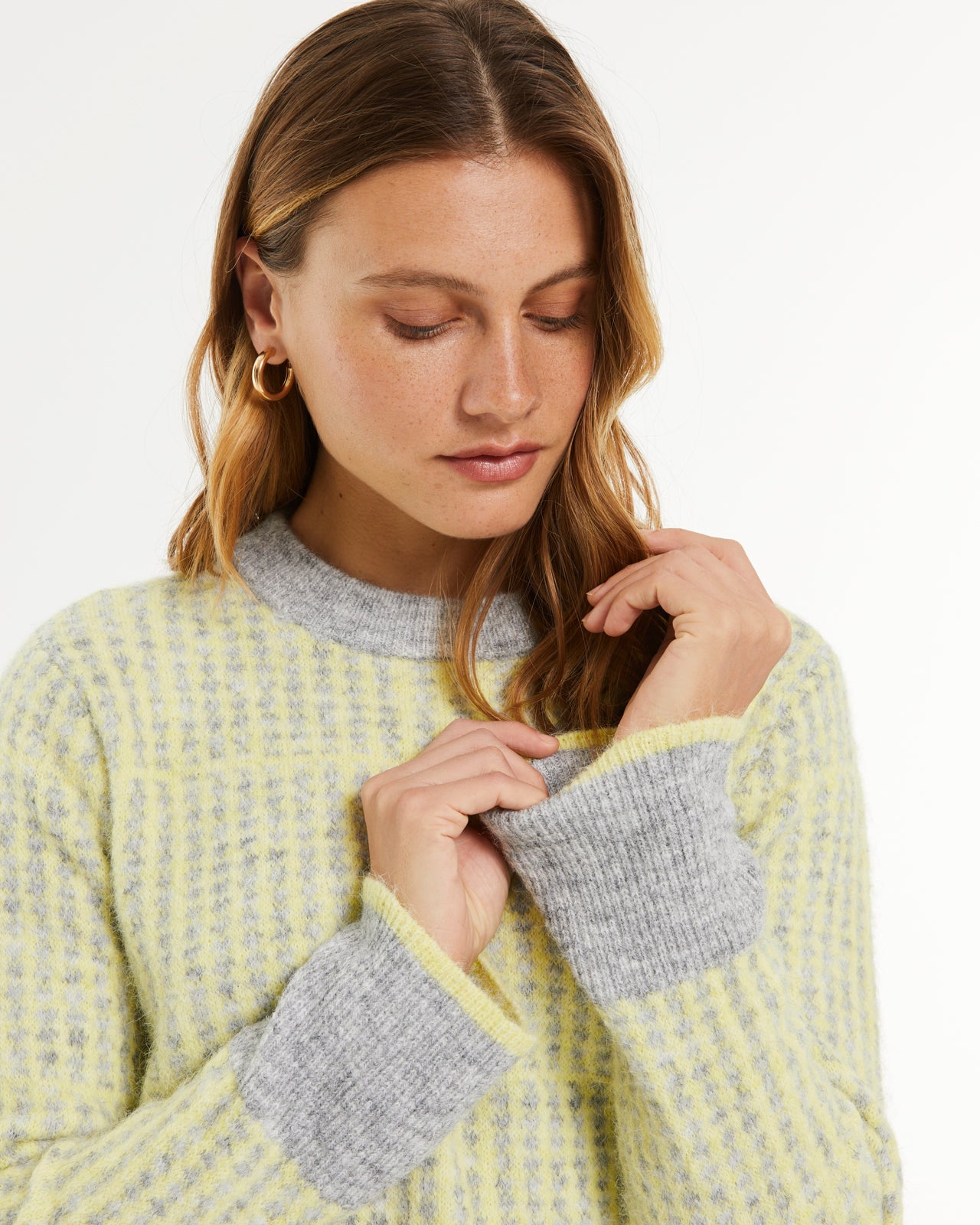 Jersey de mujer punto fantasía cuello redondo