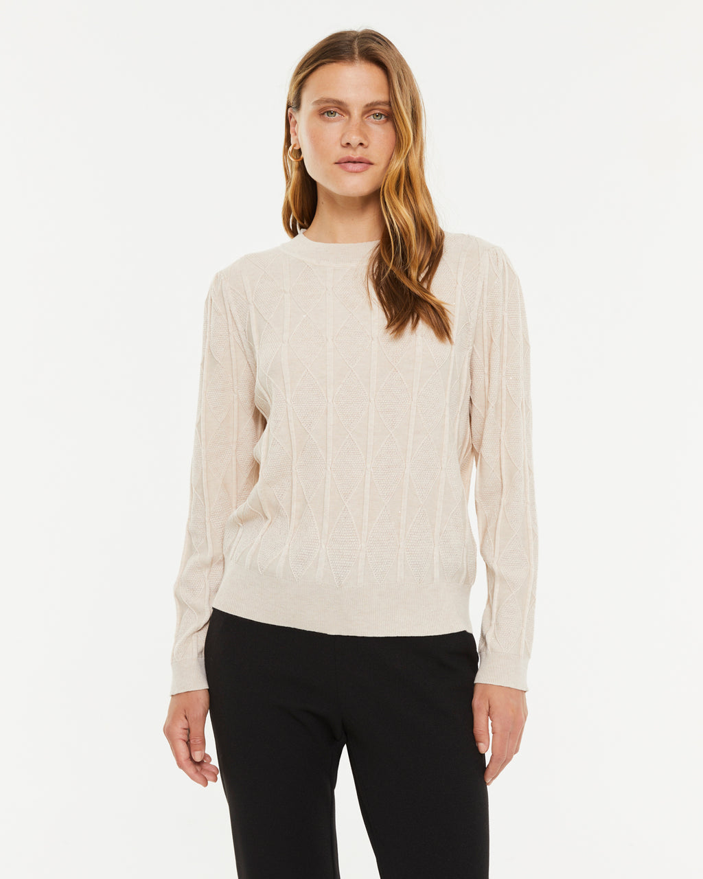 Jersey de mujer punto fantasía con micro lentejuelas