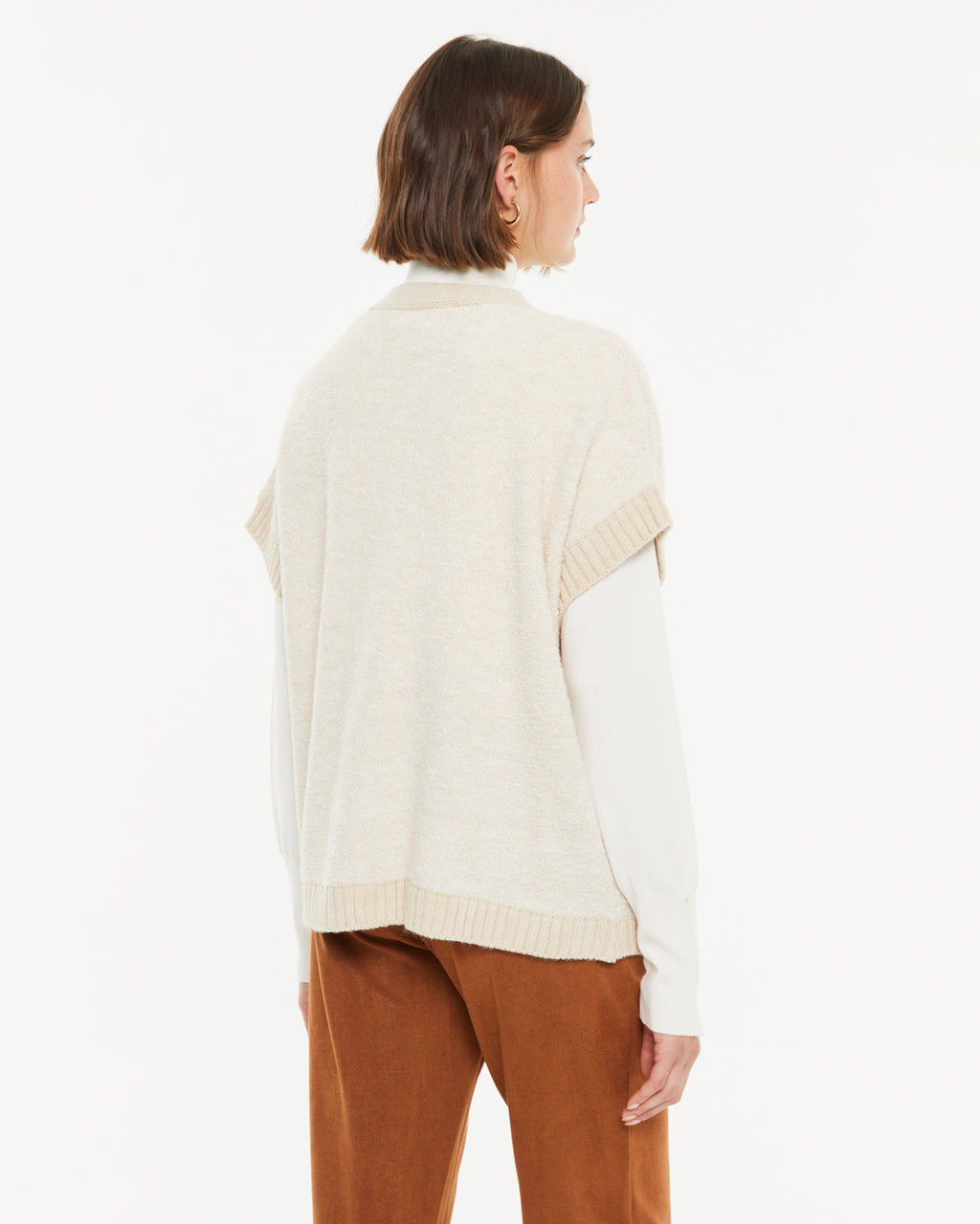 Cardigan femme avec poches et manches courtes