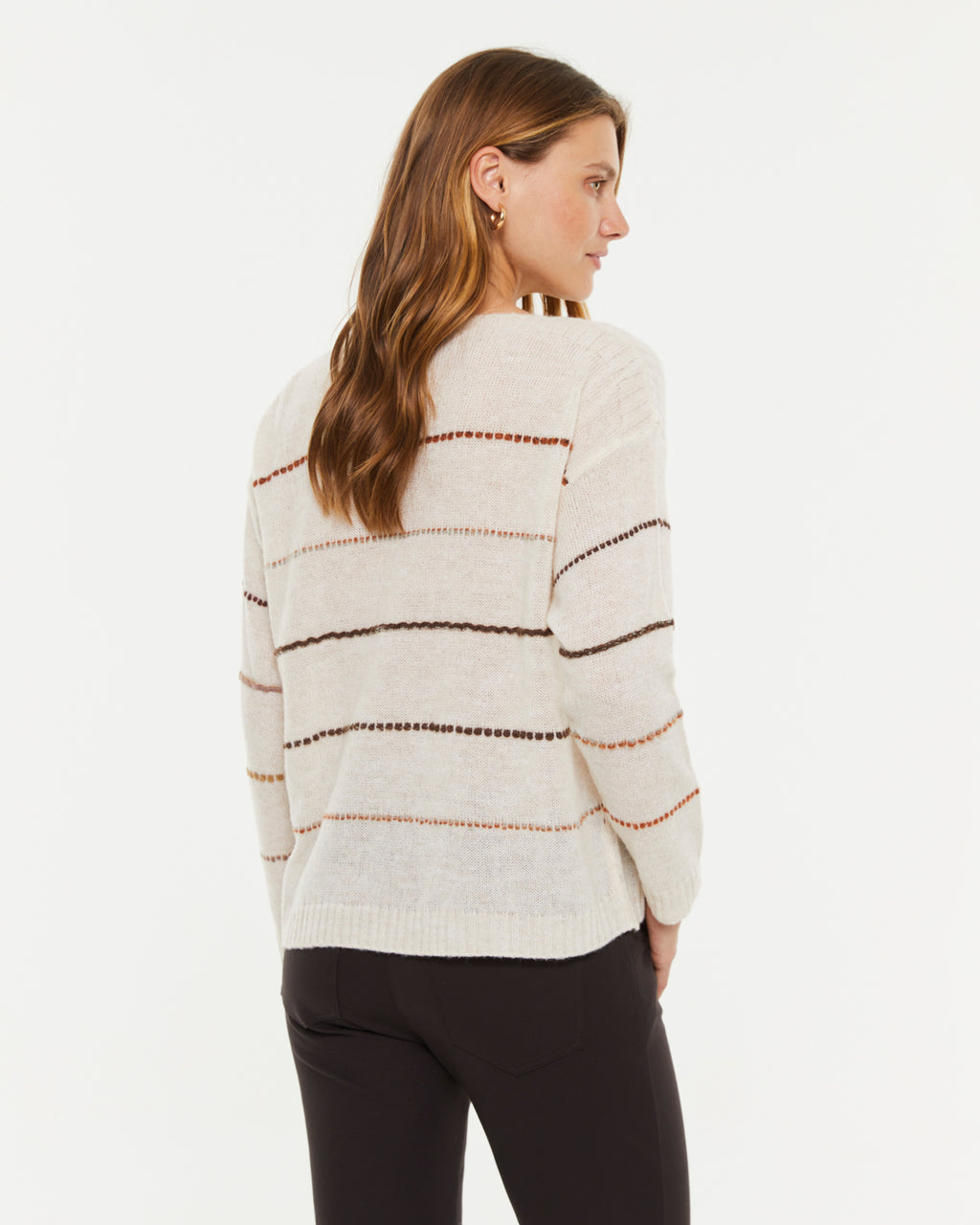 Jersey de mujer estampado rayas escote barco manga larga