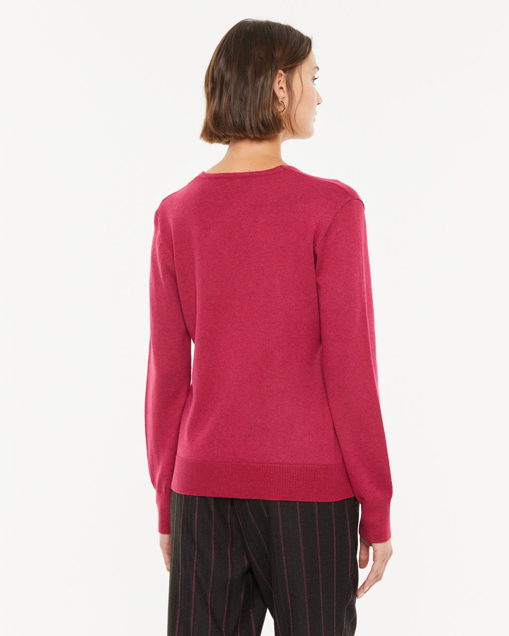 Jersey de mujer básico manga larga cuello pico