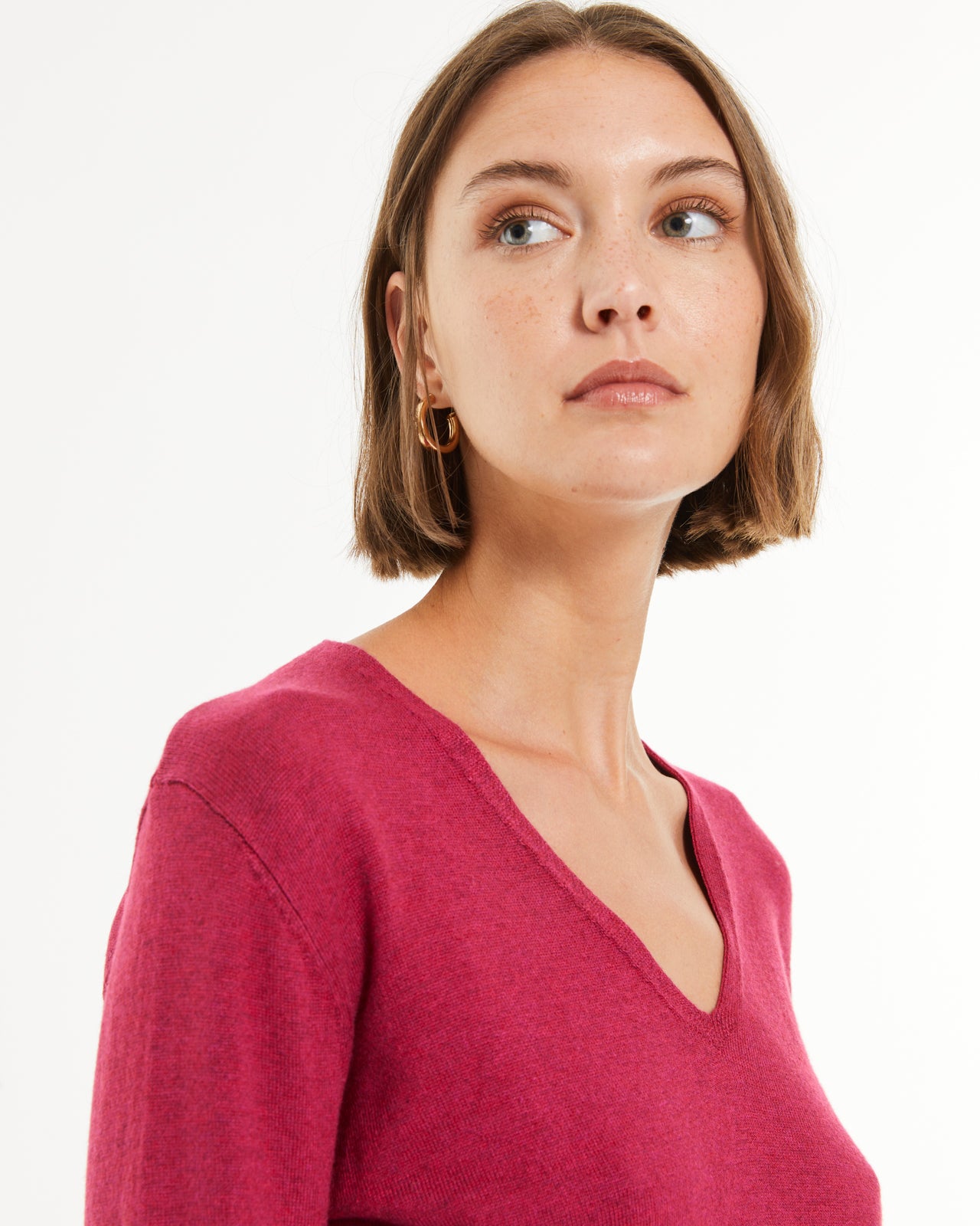 Jersey de mujer punto fantasía cuello alto manga larga