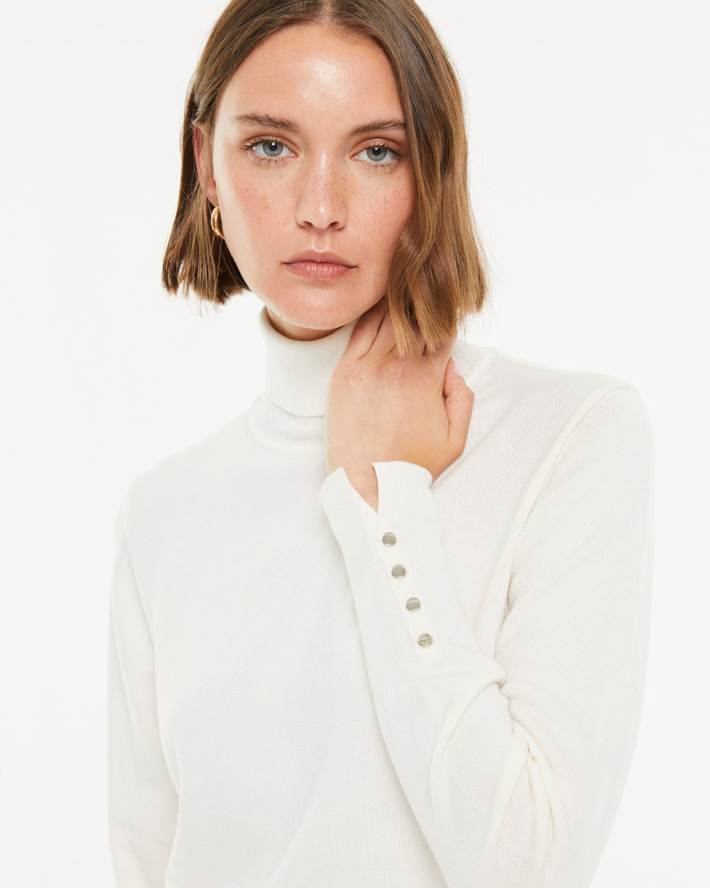 Jersey de mujer básico cuello alto manga larga