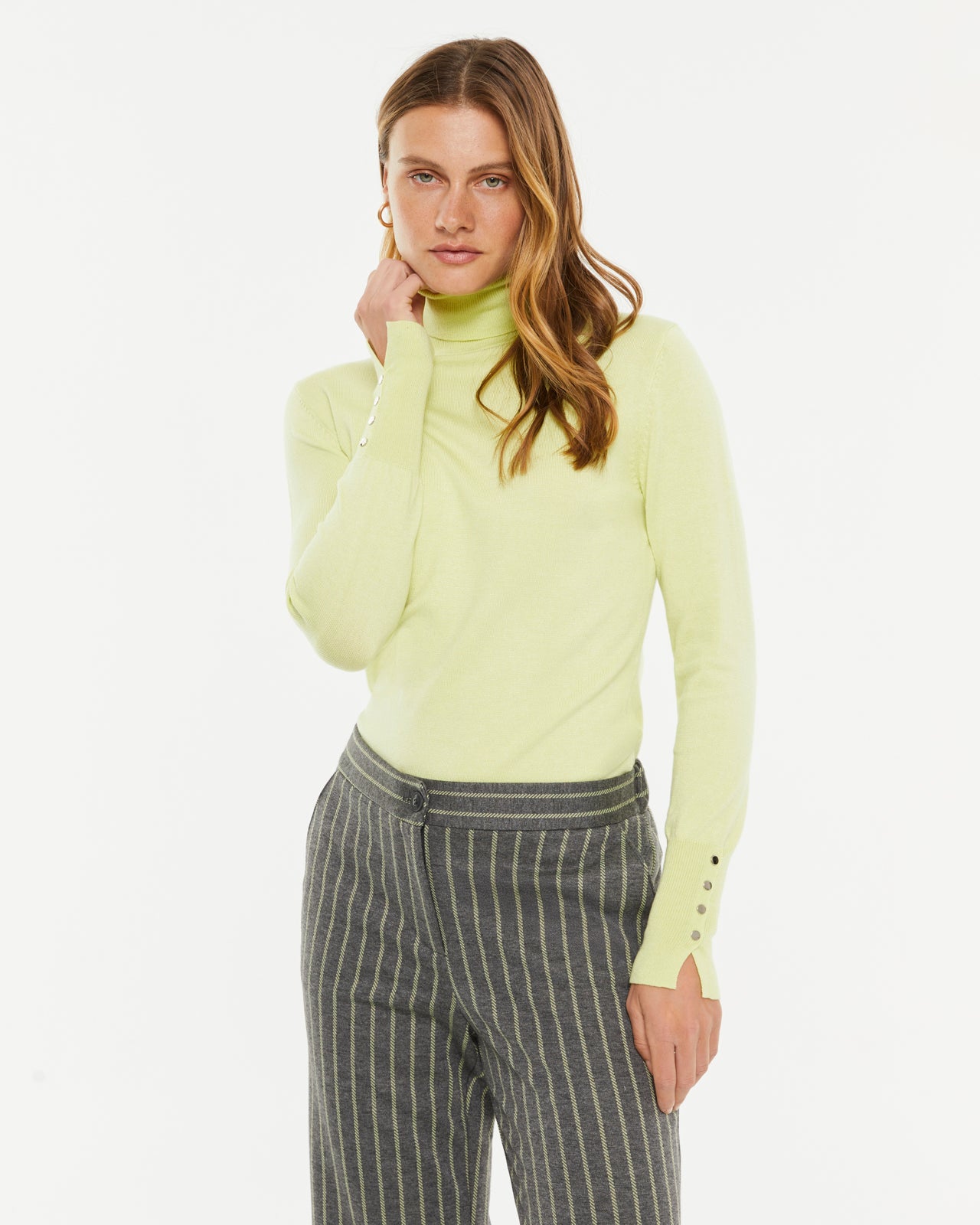 Jersey de mujer básico cuello alto manga larga