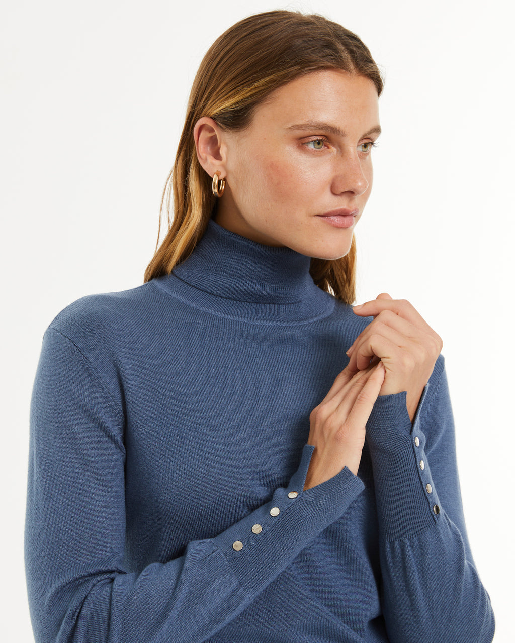 Jersey de mujer básico cuello alto manga larga
