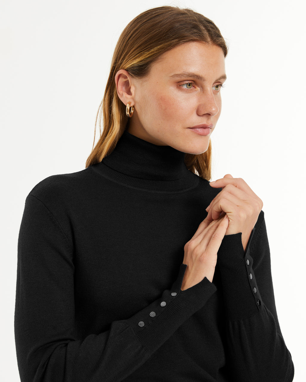 Jersey de mujer básico cuello alto manga larga