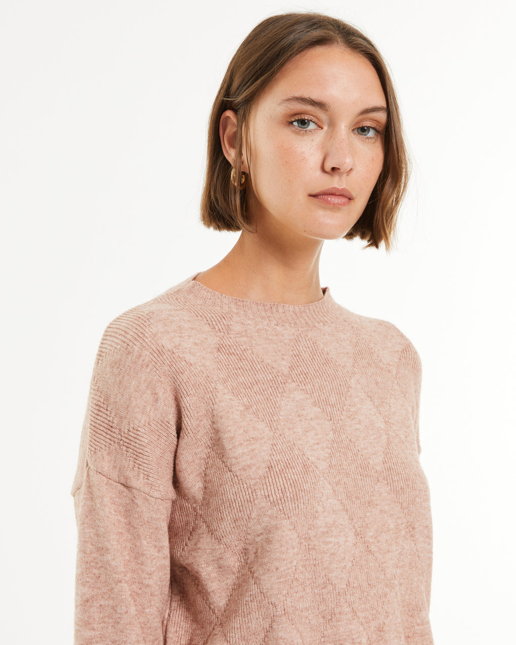 Jersey de mujer punto fantasía cuello redondo manga larga