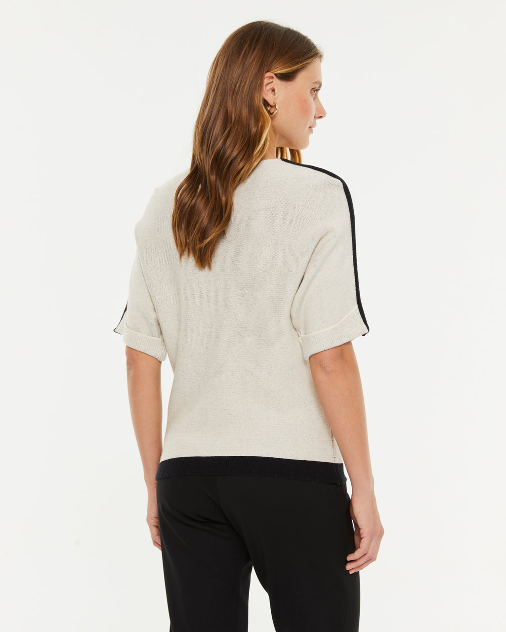 Jersey de mujer bicolor manga corta  cuello redondo
