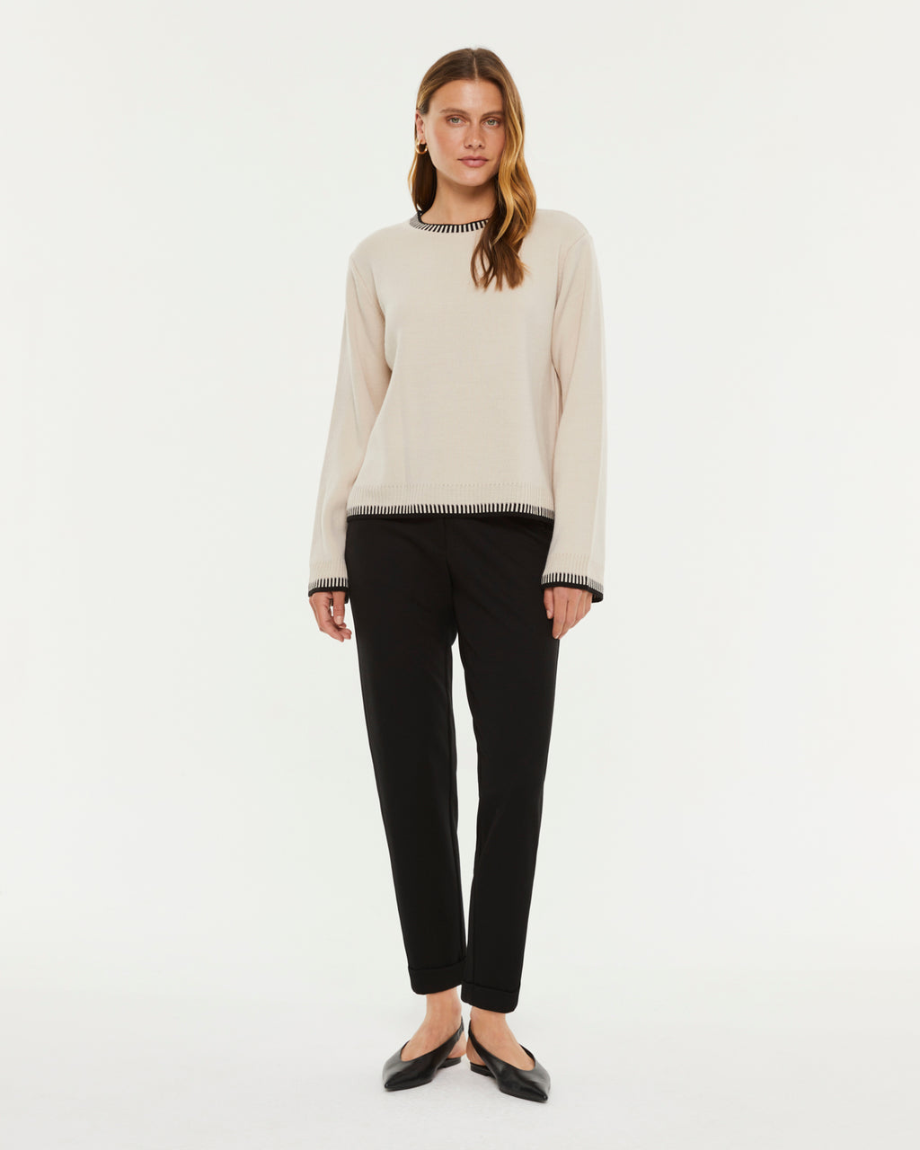 Jersey de mujer cuello redondo manga larga