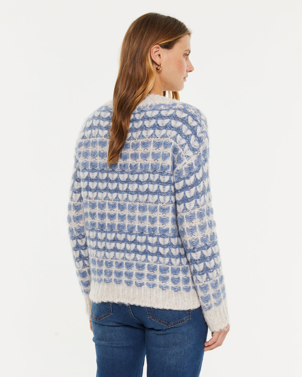 Jersey de mujer punto fantasía manga larga cuello redondo