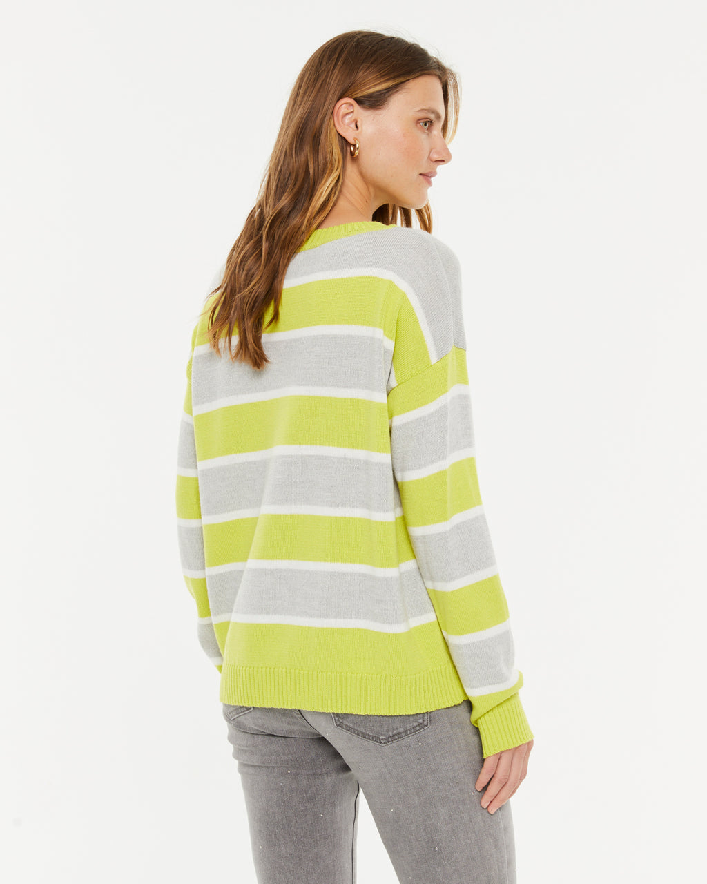 Jersey de mujer estampado rayas cuello redondo