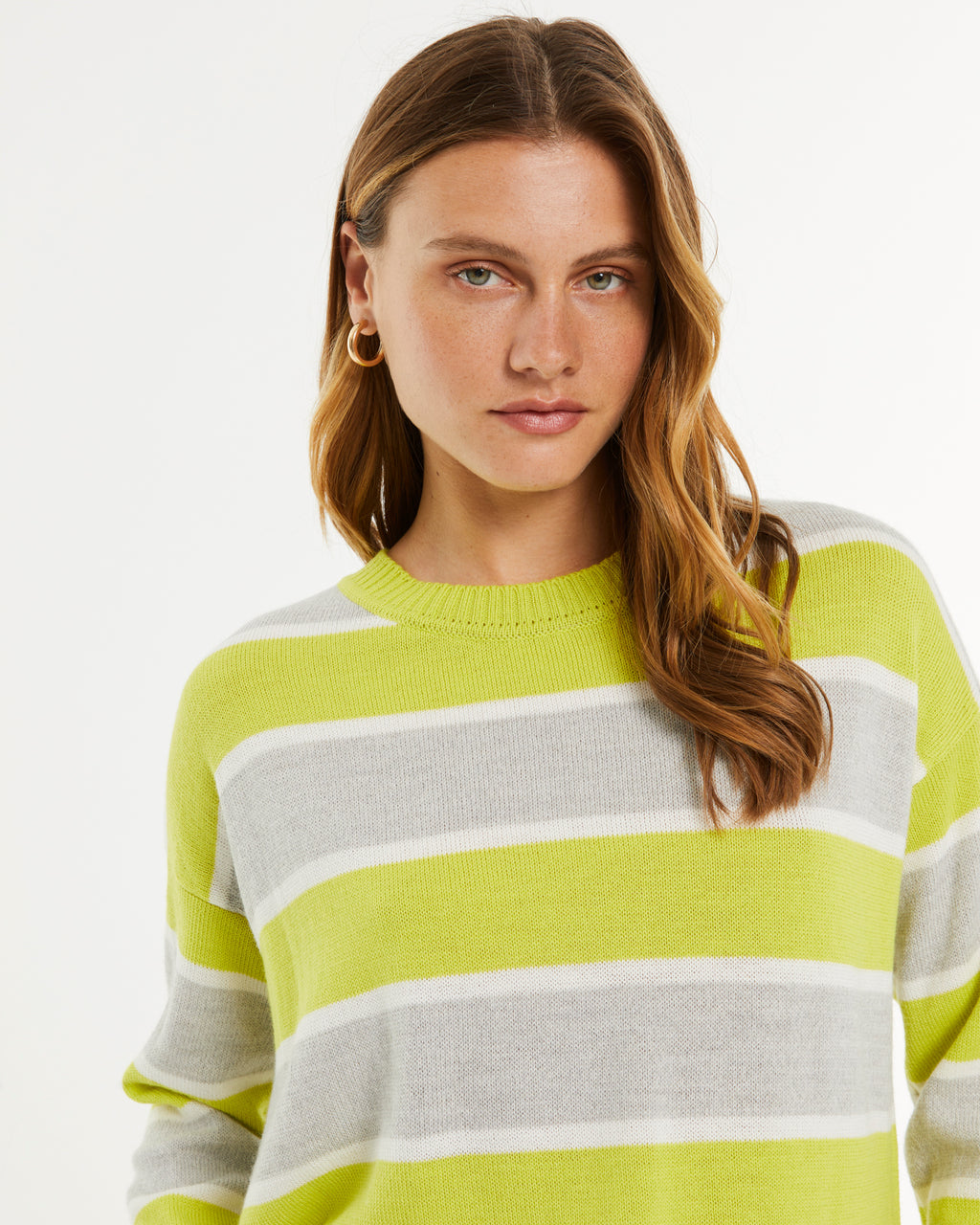 Jersey de mujer estampado rayas cuello redondo