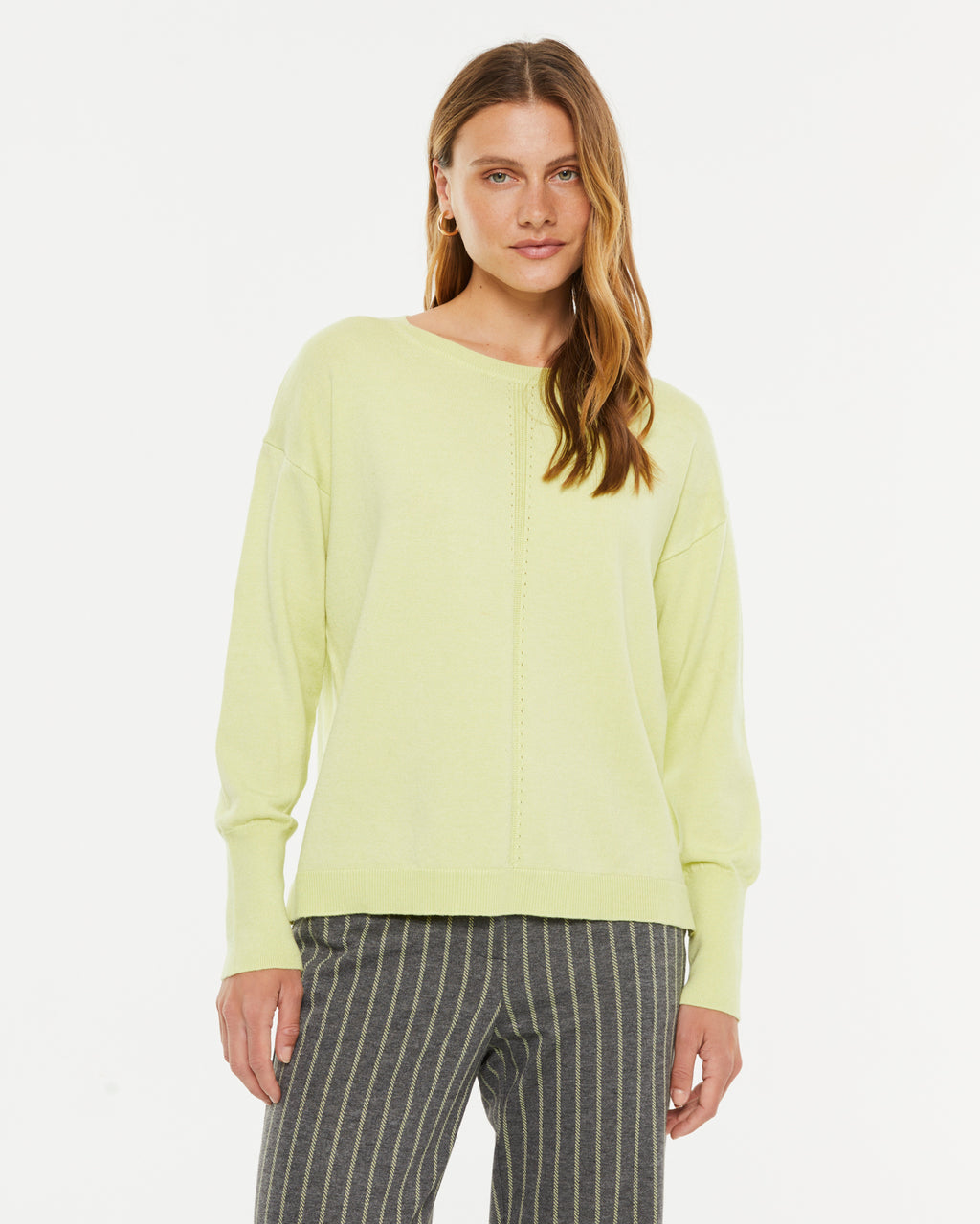 Jersey de mujer punto liso manga larga cuello redondo