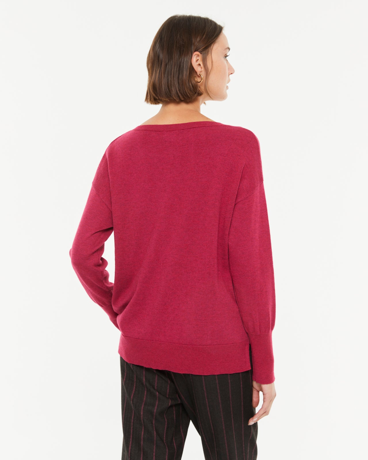 Jersey de mujer punto liso manga larga cuello redondo