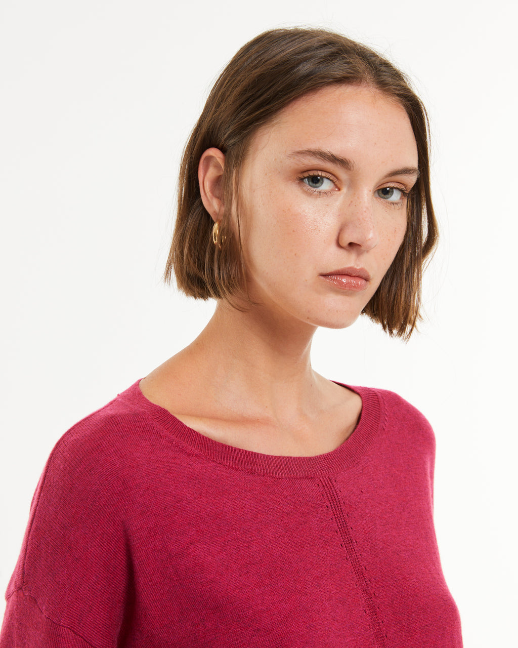 Jersey de mujer punto liso manga larga cuello redondo