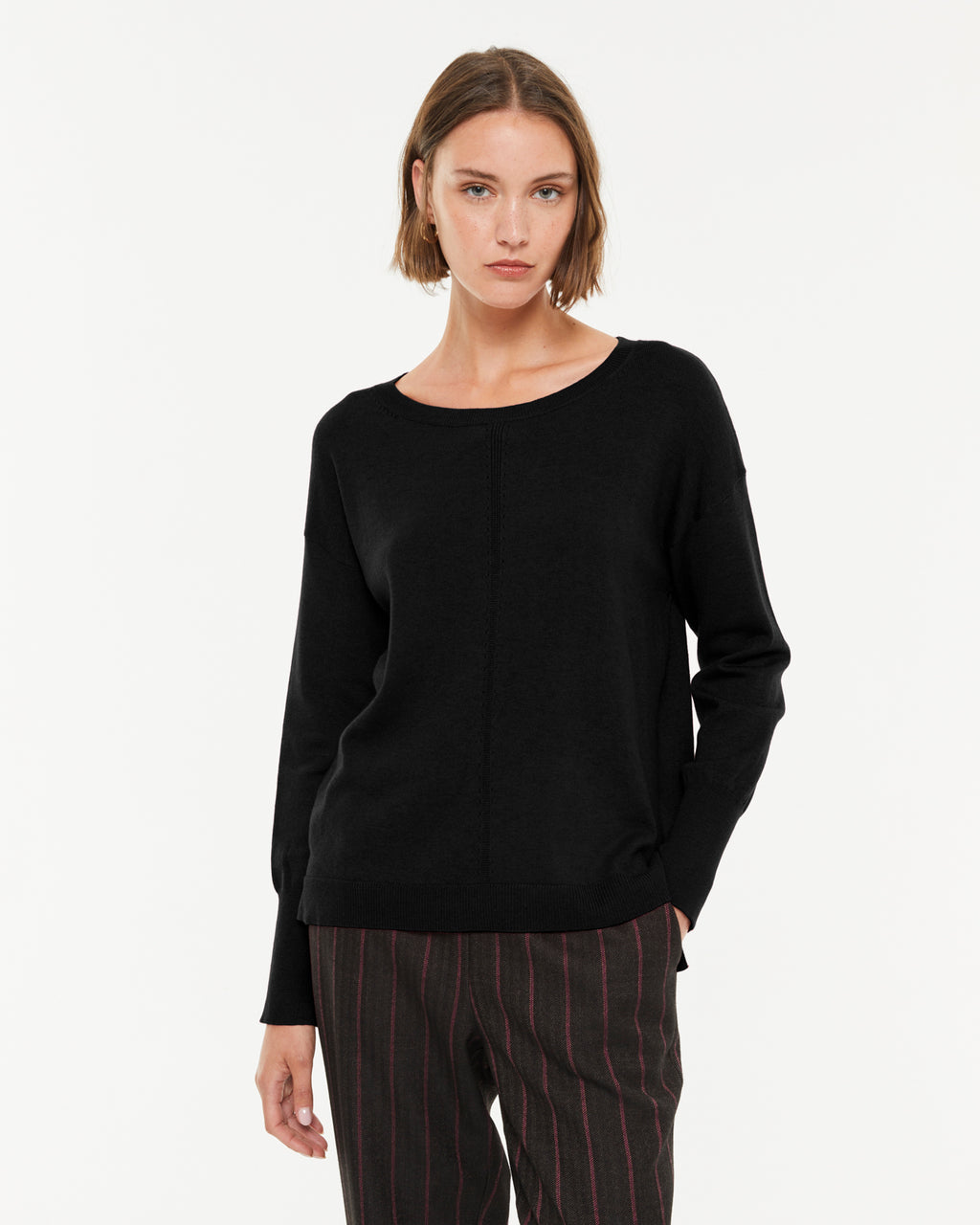 Jersey de mujer punto liso manga larga cuello redondo