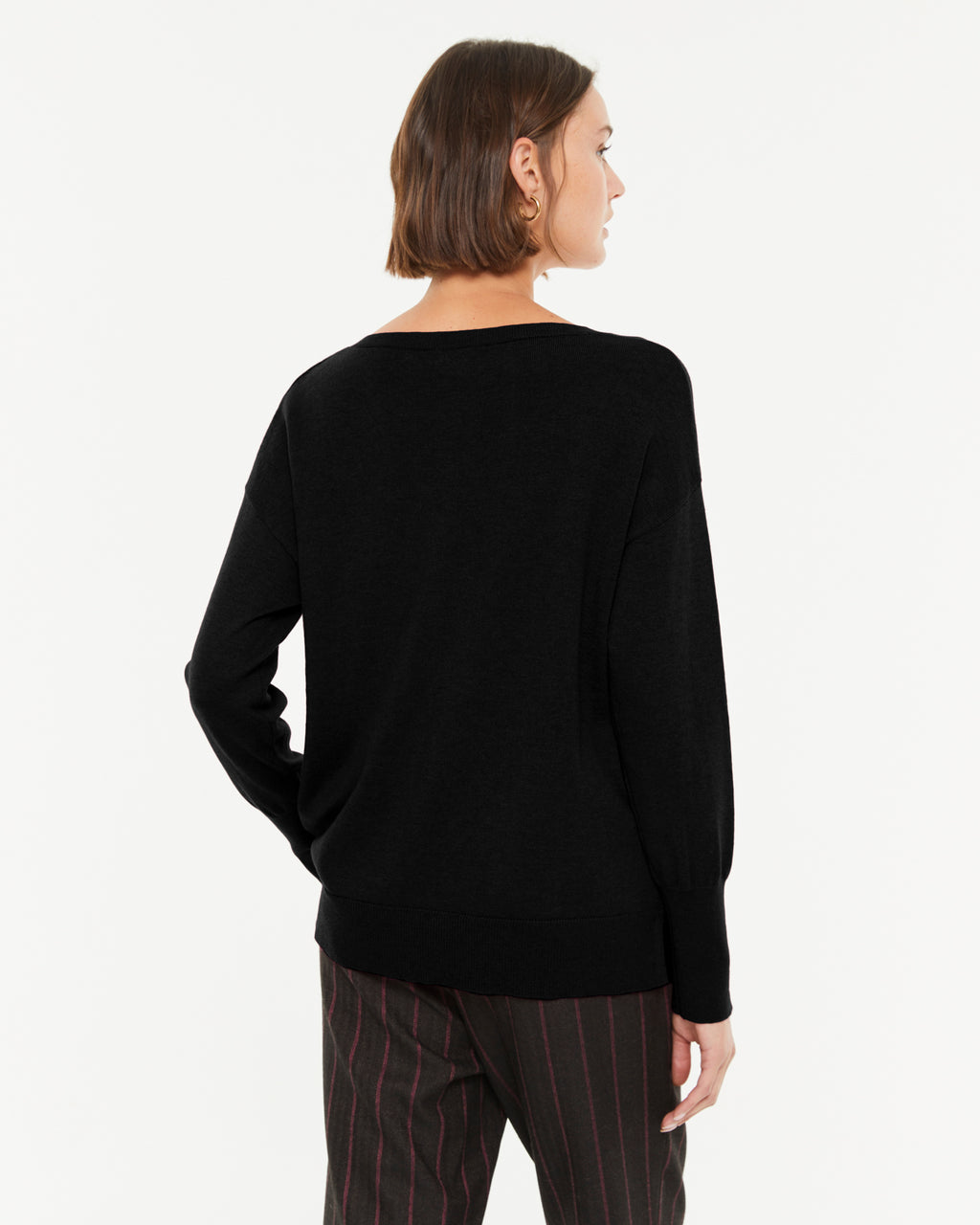 Jersey de mujer punto liso manga larga cuello redondo