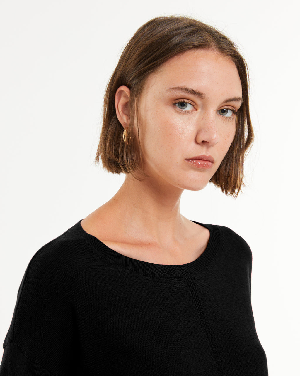 Jersey de mujer punto liso manga larga cuello redondo