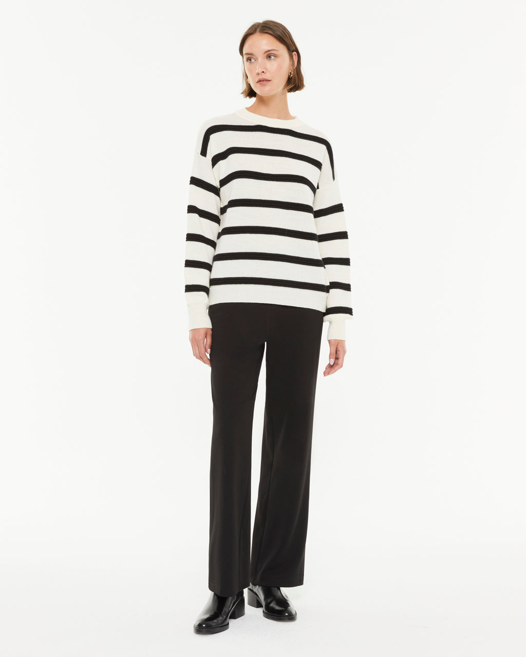 Jersey de mujer estampado rayas cuello redondo
