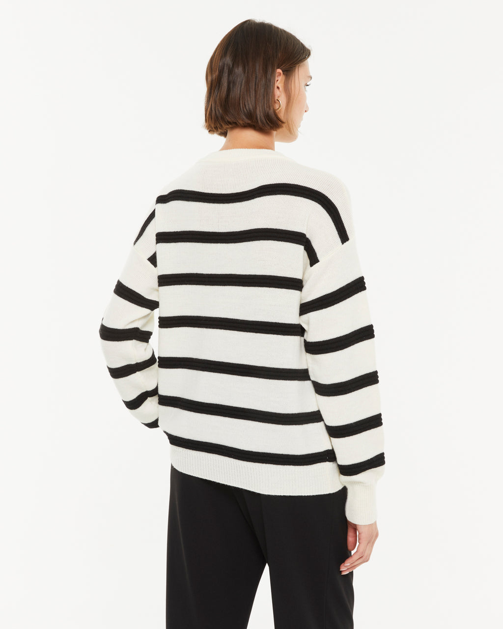 Jersey de mujer estampado rayas cuello redondo