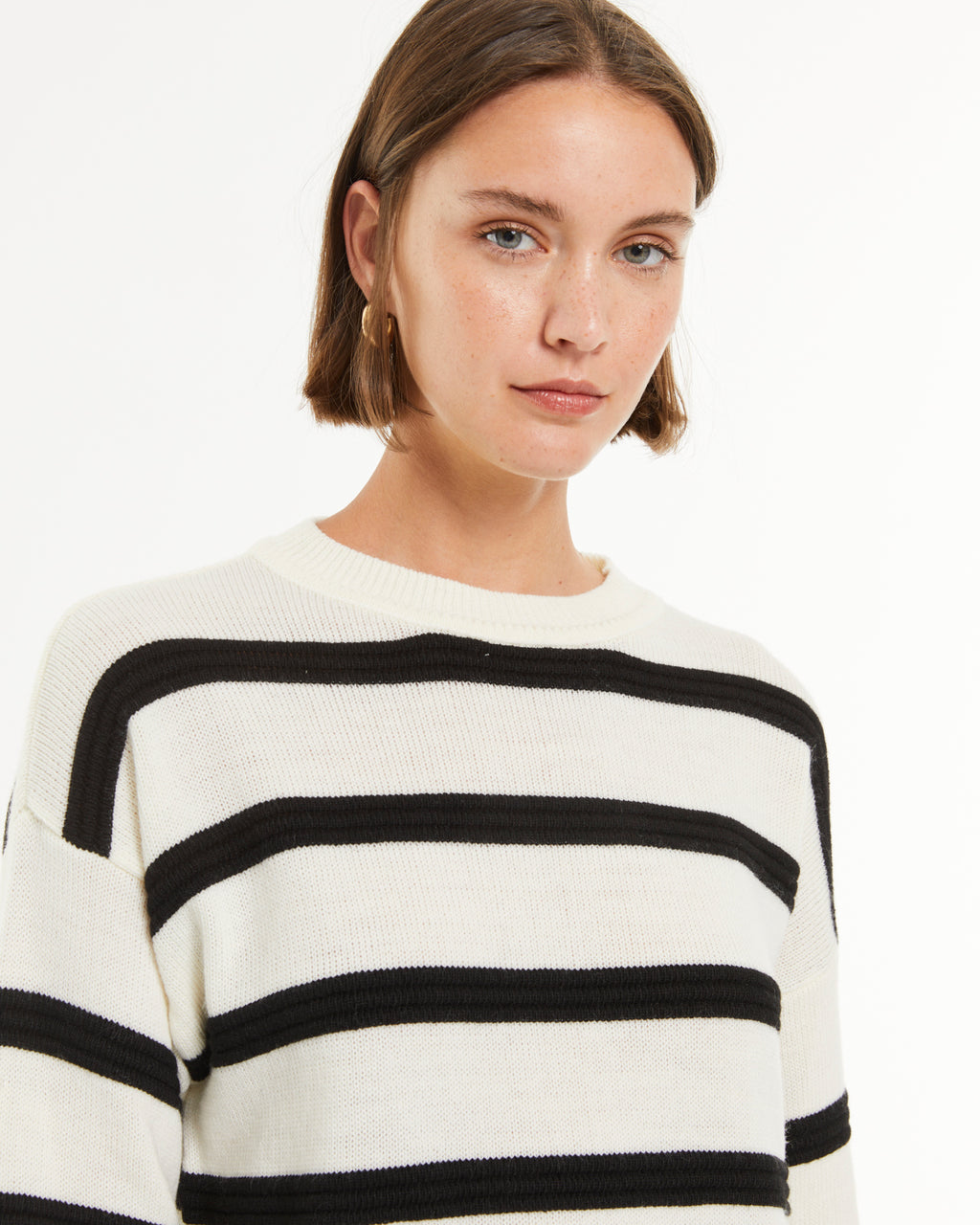 Jersey de mujer estampado rayas cuello redondo