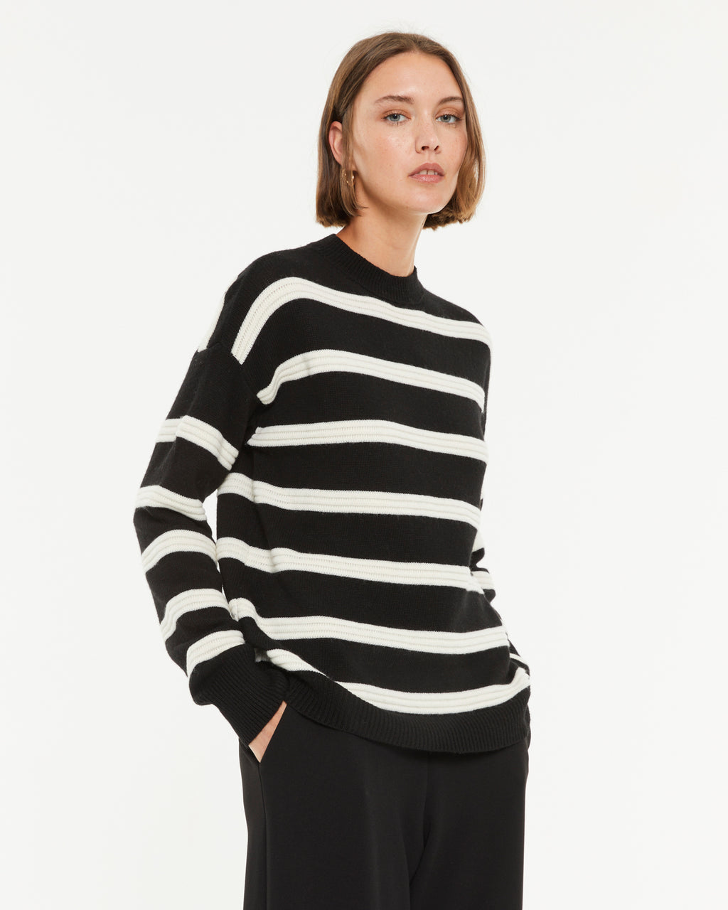 Jersey de mujer estampado rayas cuello redondo