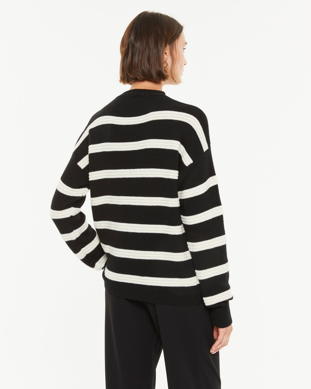 Jersey de mujer estampado rayas cuello redondo