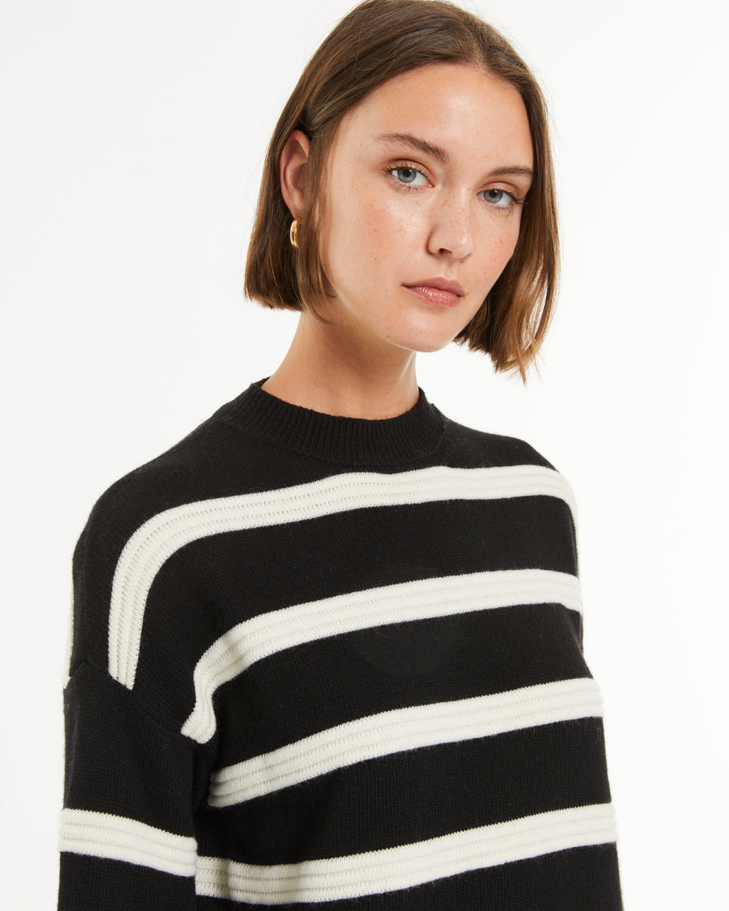 Jersey de mujer estampado rayas cuello redondo