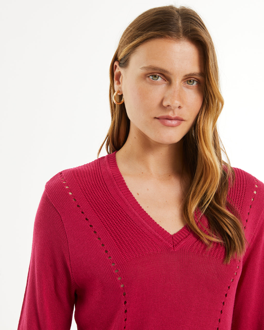Jersey de mujer cuello pico manga a codo