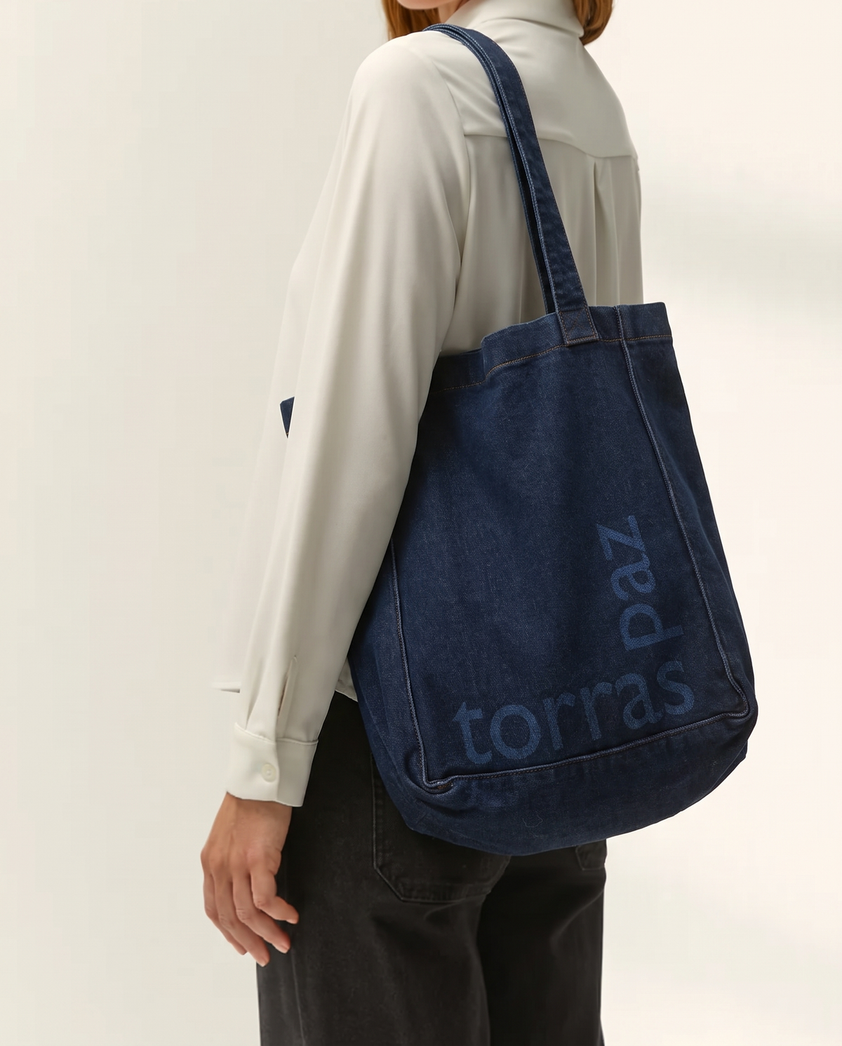 Bolso shopper de mujer denim con logo