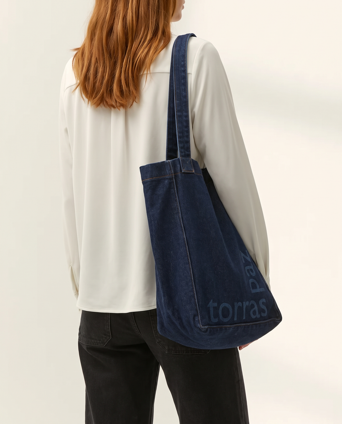 Bolso shopper de mujer denim con logo