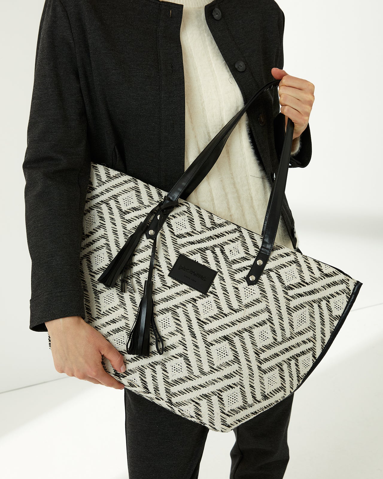 Bolso shopper de mujer estampado bicolor