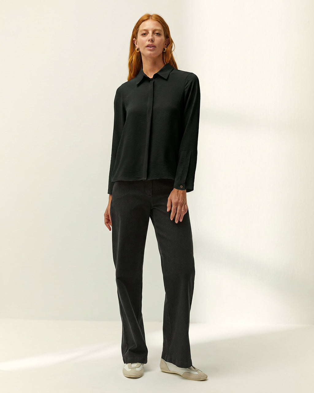Camisa de mujer cuello camisero manga larga